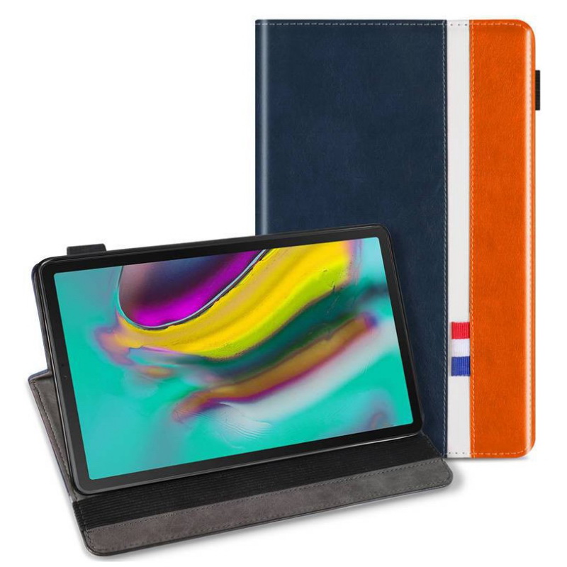 เคส Samsung Galaxy Tab S5e SM-T720 SM-T725 หนัง PU #เคสฝาพับออกแบบสีทูโทนมีสายรัดพร้อมที่เก็บการ์ด PU Leather Tablet Stand Case with Card Storage