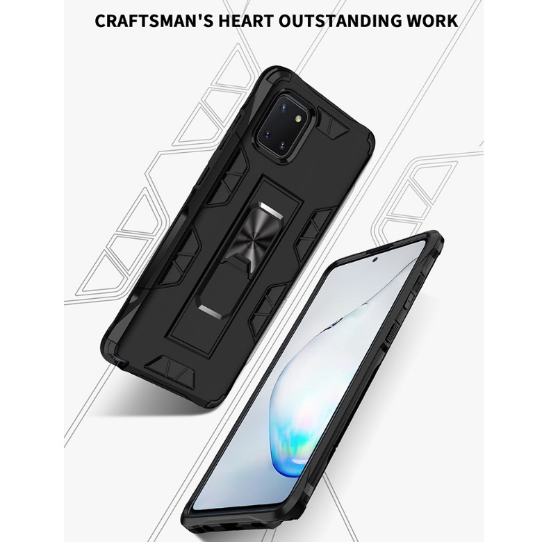 Case Samsung Galaxy Note 10 Lite #เคสแบบฝาหลังเกราะป้องกัน ไฮบริด มีขาตั้ง Built-in Kickstand Hard PC Phone Stand Back Case Armor