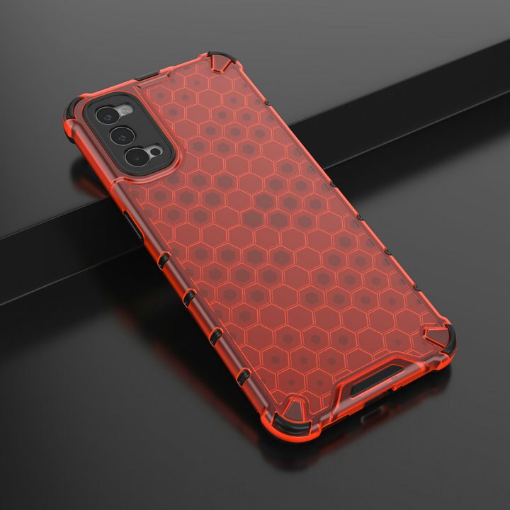 Case OPPO Reno 4 Pro 5G #เคสฝาหลังกันกระแทก Honeycomb Shock Absorber TPU + PC + Silicone Hybrid
