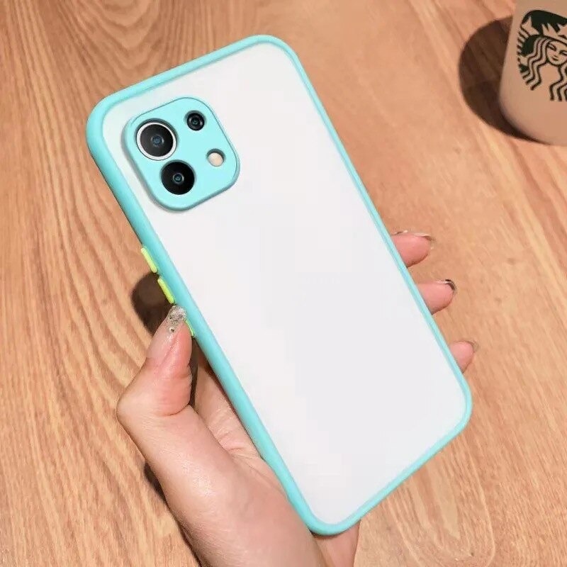 เคส Xiaomi Mi 11 #เคสฝาหลังขอบซิลิโคนิ่ม Fashion Color Liquid Frame Anti-fall Phone Case