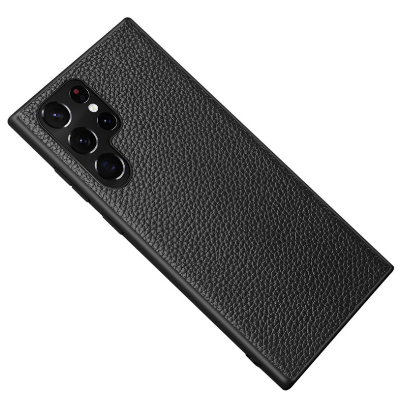 เคส Samsung Galaxy S22 Ultra 5G #เคสฝาหลังหนังแท้ผิวลิ้นจี่ Luxury genuine leather case