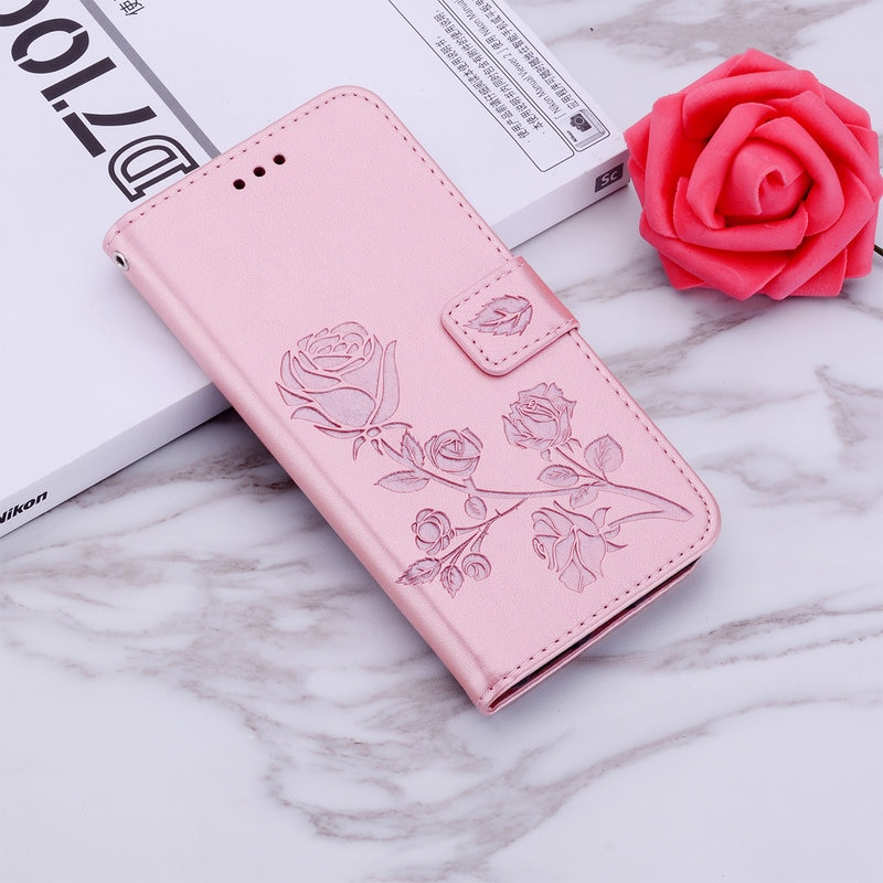 Case OPPO A15#เคสฝาพับหนัง PU ลายดอกกุหลาบแบบกระเป๋าสตางค์ Imprinted Rose Leather