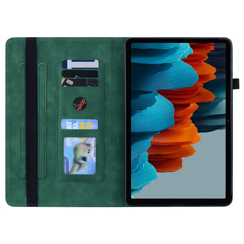 เคส Samsung Galaxy Tab S7 FE 12.4"(T730,T736) #เคสฝาพับหนัง PU ปกด้านหน้ามีช่องซิบ ด้านในช่องใส่บัตร Leather Tablet Stand Cover with Card Holder
