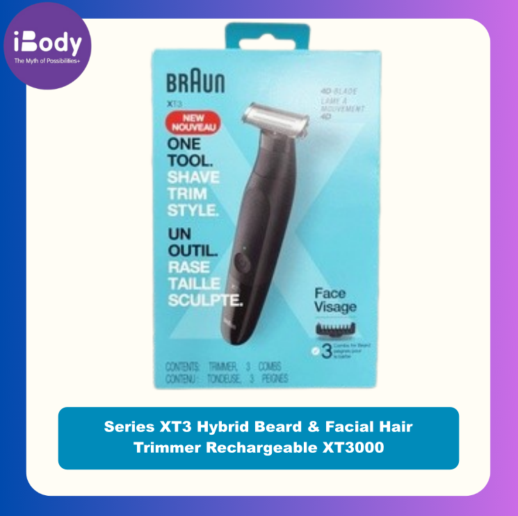 [Braun] Series XT3 Hybrid Beard & Facial Hair Trimmer Rechargeable XT3000 เครื่องโกนหนวด เล็มหนวดเครา ชาร์จได้