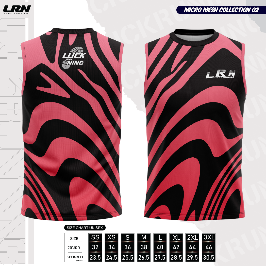 เสื้อวิ่งพิมพ์ลายแขนกุด LRN Collection 02 เนื้อผ้า Micro Mesh สำหรับวิ่งมาราธอน (MM12-02)