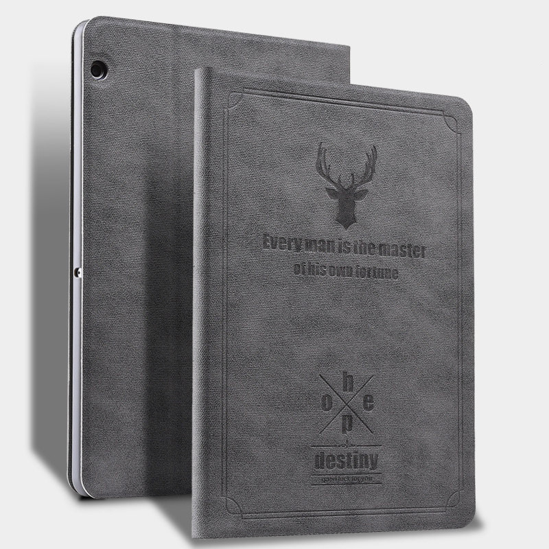 Case Huawei MediaPad M5 Lite 8 #เคสฝาพัหนัง PU แบบสมาร์ท Imprint Deer and Quote Flip เคสคุณภาพดีราคาถูก