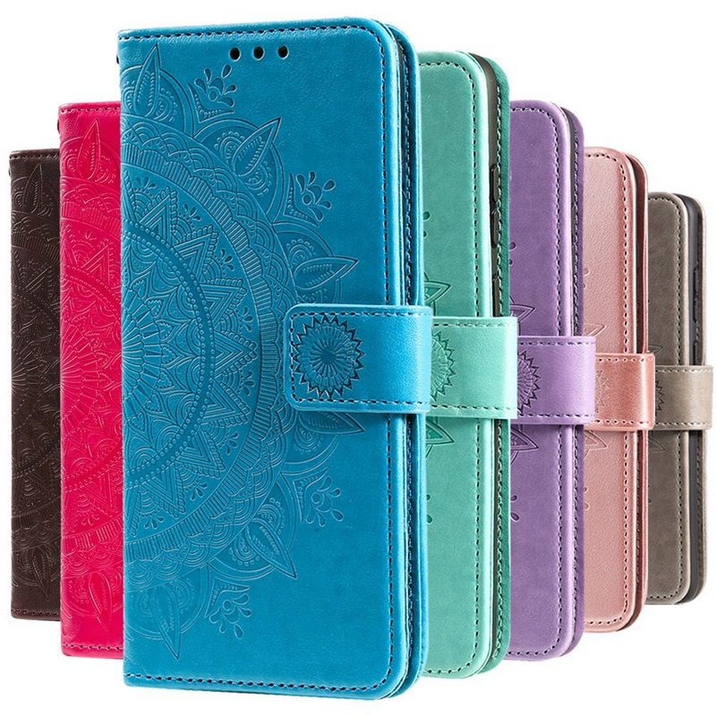 เคส Redmi Note 9T 5G #เคสฝาพับหนัง PU ปั้มลาย Imprint Mandala Flower