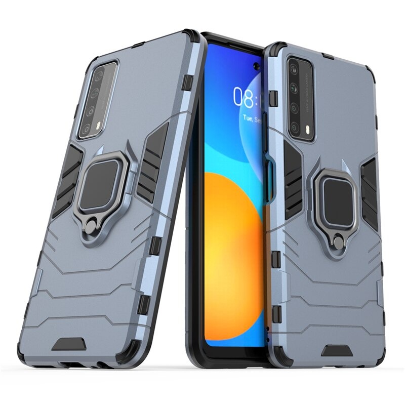 Case Huawei Y7a #เคสฝาหลังพลาสติกแข็ง +TPU Hybrid Case มีแหวนสวมนิ้วโลหะ