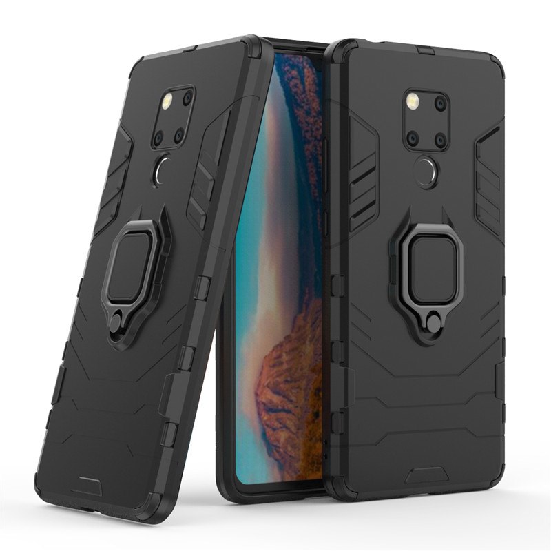 Case Huawei Mate 20 X #เคสฝาหลังพลาสติกแข็ง +TPU Hybrid Case มีแหวนสวมนิ้วโลหะ