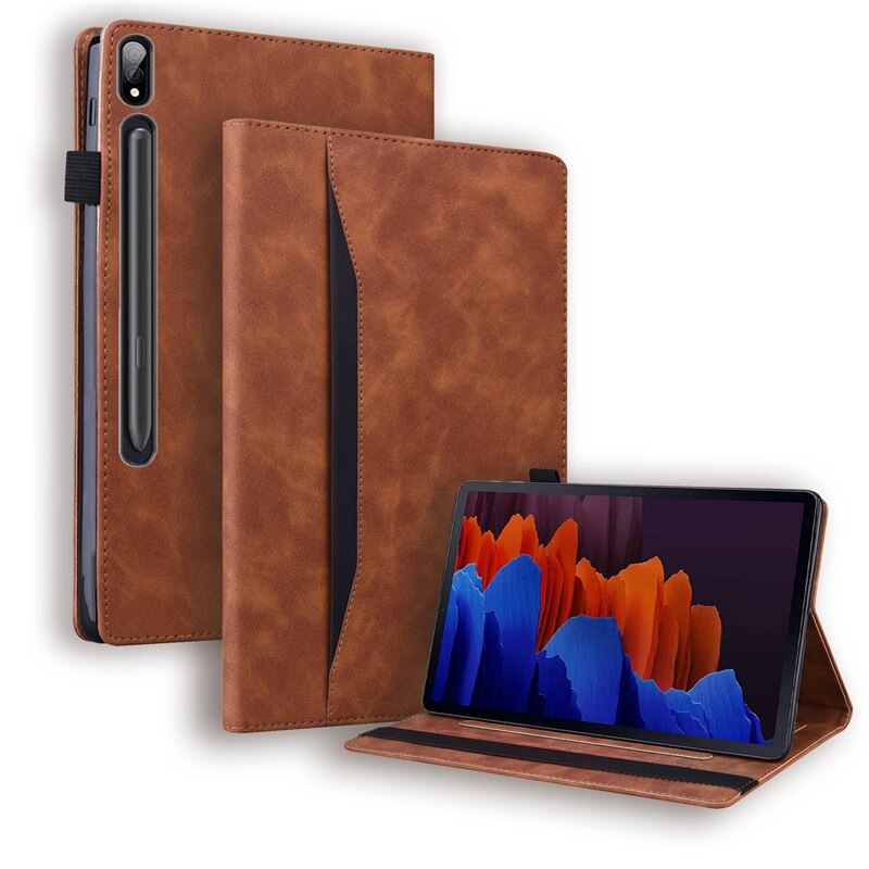 เคส Samsung Galaxy Tab S7 SM-T870 SM-T875 #เคสแบบฝาพับมีช่องเสียบบัตรด้านหน้า PU Leather Business Smart Folio Tablet Cover