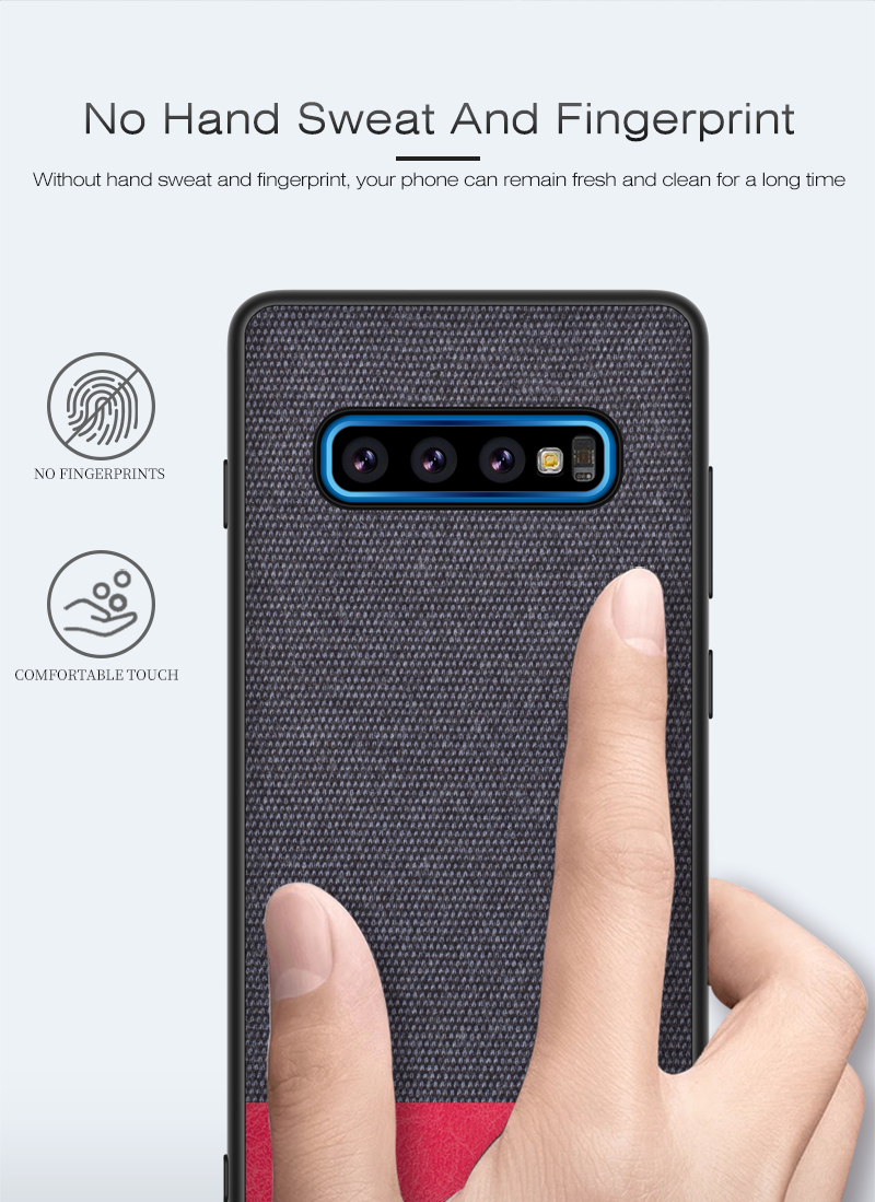 Case Samsung Galaxy S10+ #เคสฝาหลังรูปแบบ Cloth Texture PU Leather + TPU