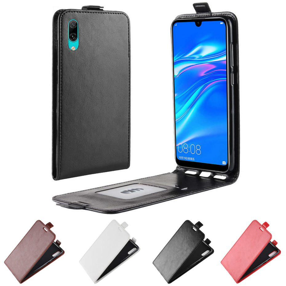 Case Y7 Pro (2019) #เคสฝาพับแนวตั้งหนัง PU ผิวหนังม้า Crazy Horse Skin Leather
