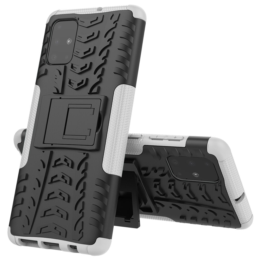 เคส Samsung Galaxy A51 #เคสฝาหลังกันลื่น Cool Tyre Pattern Kickstand (PC + TPU)