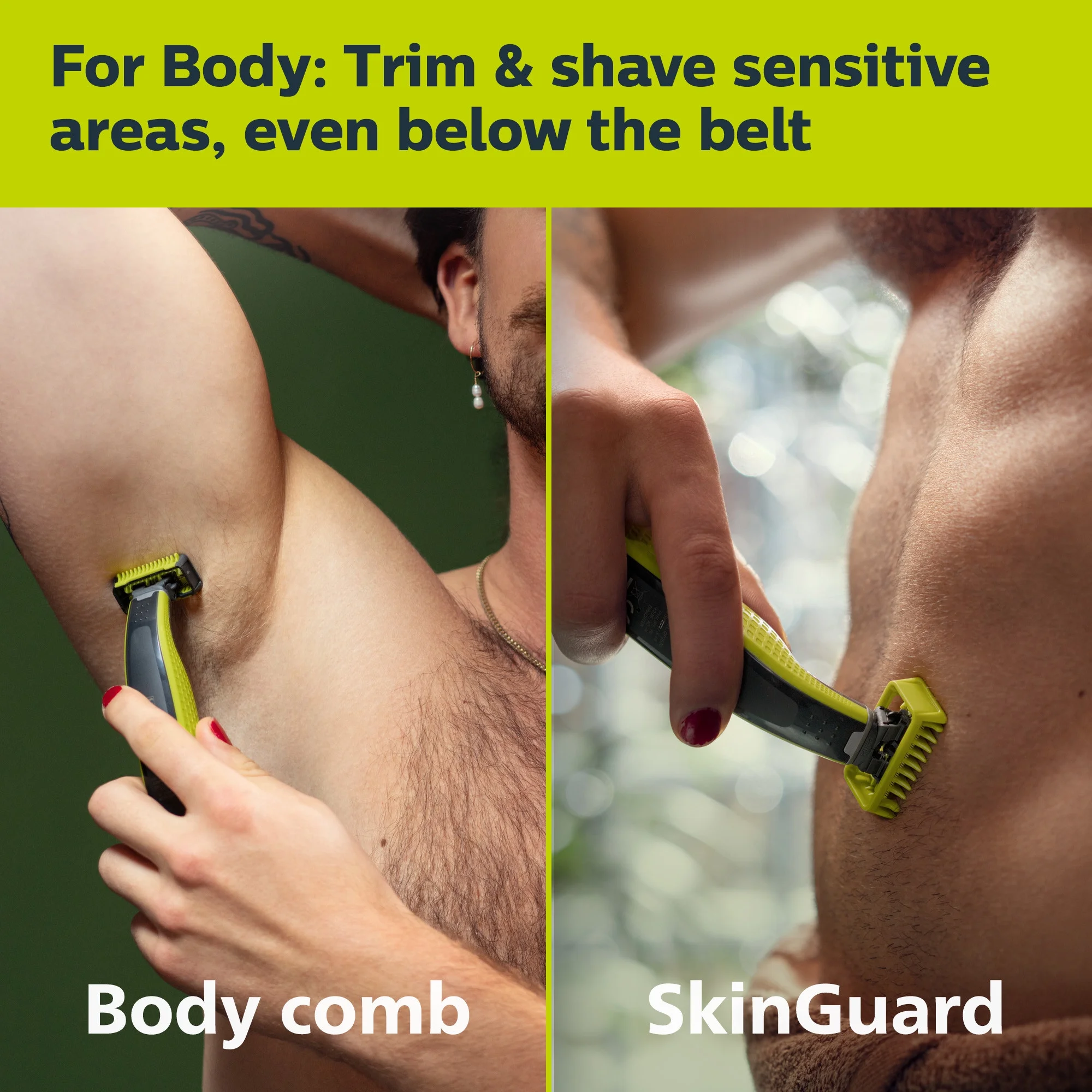 Philips® Norelco OneBlade 360 Face + Body Grooming Model QP2834/70 ชุดมีดโกน ใบหน้า + ร่างกาย