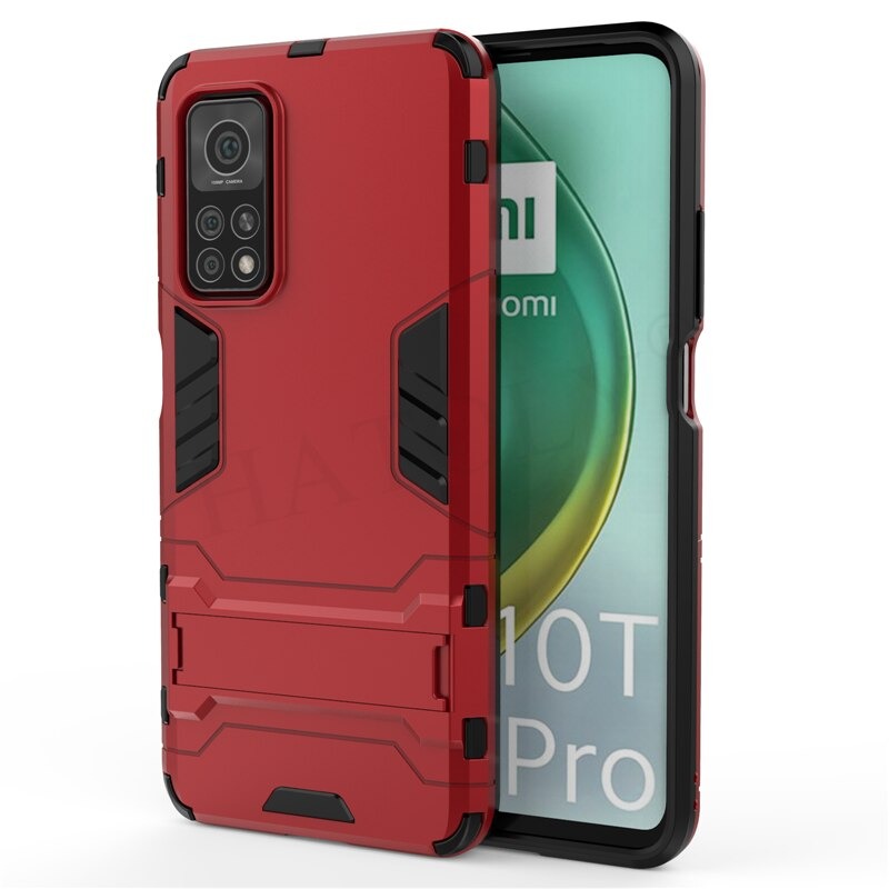 Case Xiaomi Mi 10T Pro#เคสฝาหลังพลาสติก ไฮบริด TPU + Kickstand