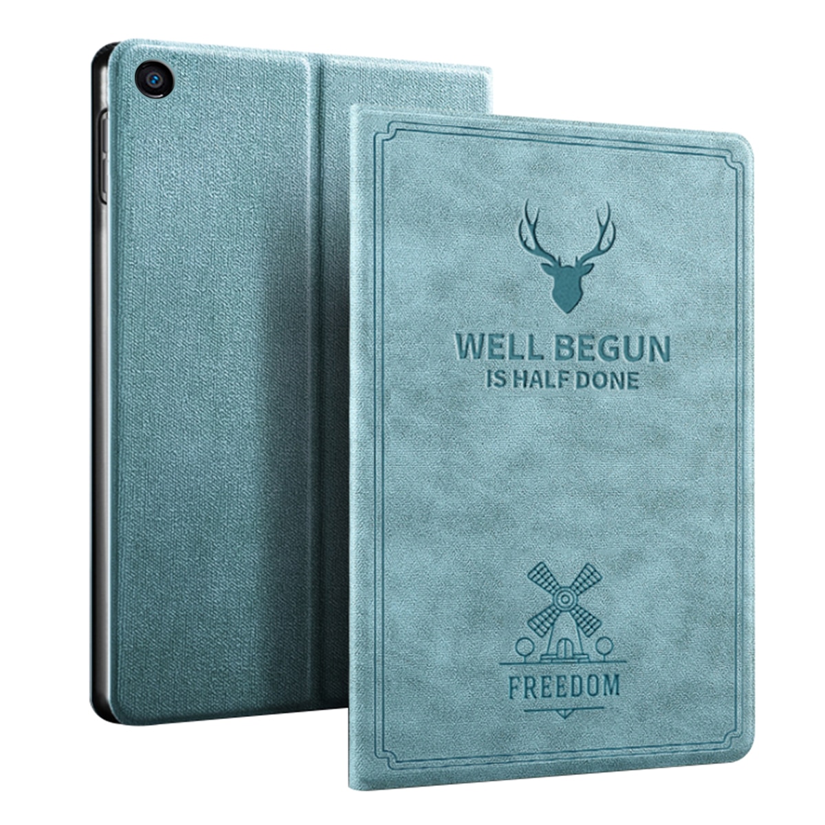 Case Huawei MediaPad M5 lite 8 #เคสฝาพับหนัง PU แบบสมาร์ท Imprint Deer and Quote Flip