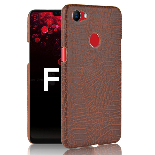 Case OPPO F7 #เคสฝาหลังพลาสติกแข็งเคลือบหนัง PU ลายผิวหนังจระเข้