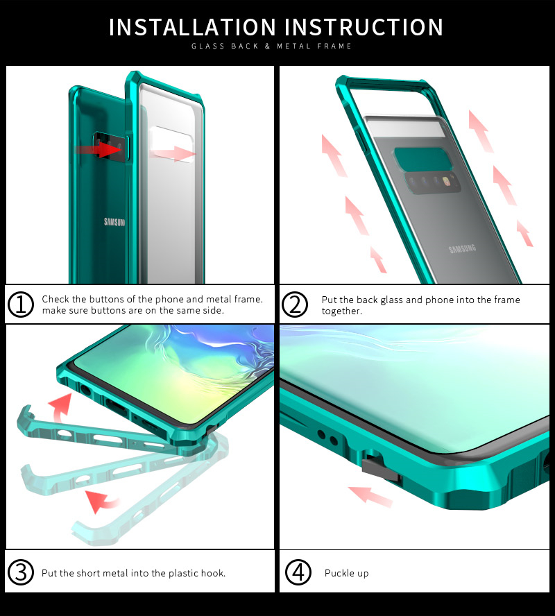 Case Samsung Galaxy S10 ฝาหลัง #เคสกรอบโลหะ + กระจกด้านหลัง Metal Frame + Glass Back Phone Cover
