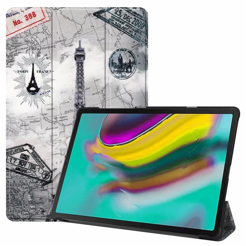 Case Samsung Galaxy Tab S5e SM-T720 #เคสฝาพับหนัง PU พิมพ์ลาย Patterned Tri-fold Stand Leather Smart Case