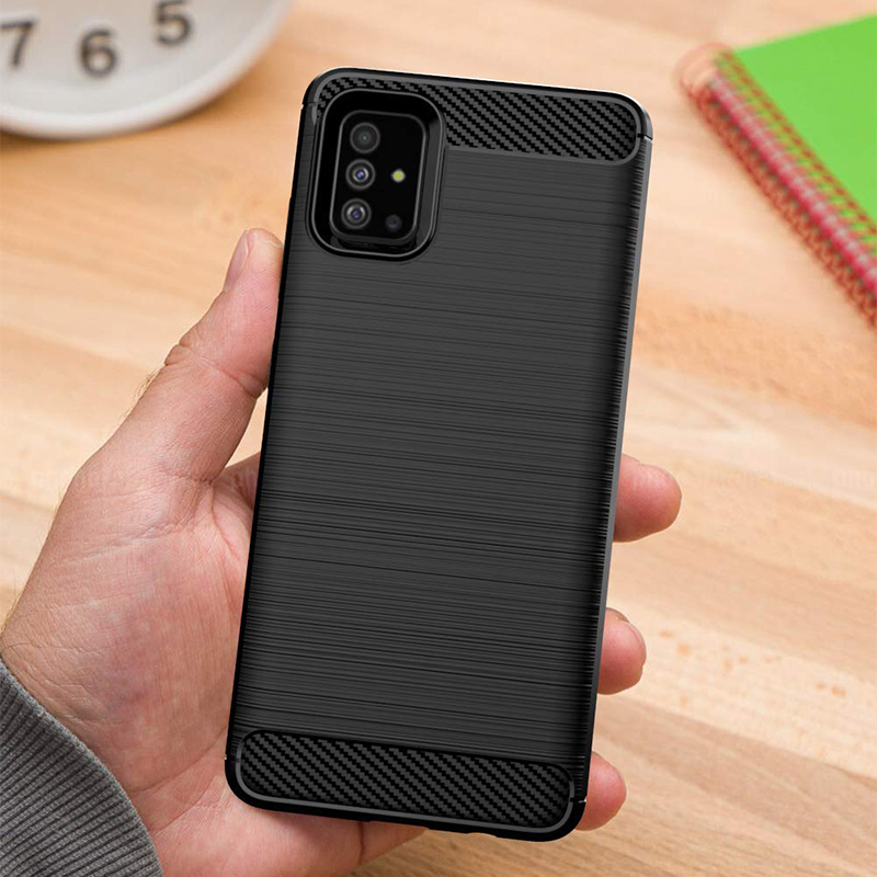 เคส Samsung Galaxy A71 5G #เคสคาร์บอนไฟเบอร์ ผิวขัดแปรง Brushered TPU Back Case