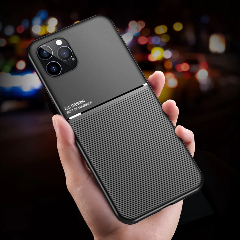 เคส iPhone 13 Pro Max#เคสแบบฝาหลัง TPU เคลือบหนัง PU สไตล์ธุรกิจที่เรียบง่ายมีแผ่นเหล็กในตัว Minimalist Business Style Leather Coated TPU Built-in metal magnetic plate