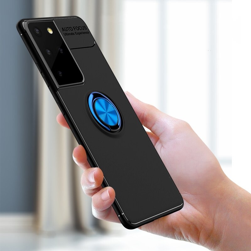 เคส Samsung Galaxy S21 Ultra 5G #เคสฝาหลัง TPU Finger Ring Kickstand (แผ่นโลหะแบบ Built-in)