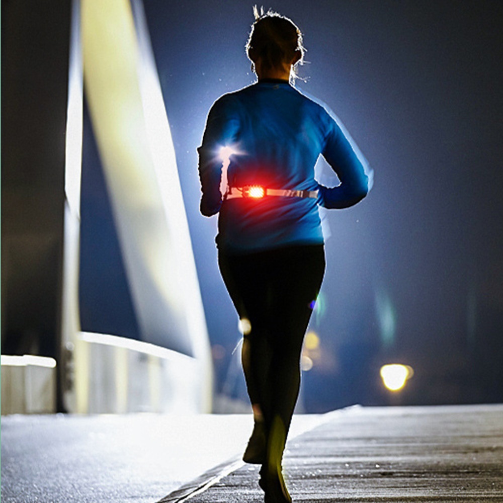 กระเป๋าคาดเอววิ่ง กันน้ำ มีไฟสัญญาณ LED หน้าหลังไฟฉุกเฉินเพิ่มความปลอดภัยชาร์จแบตแบบ USB (A30)