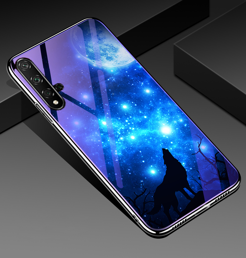 เคส Huawei nova 5T #เคสฝาหลังไฮบริดขอบเงา Electroplated TPU Soft Frame + Blue-ray Tempered Glass + PC