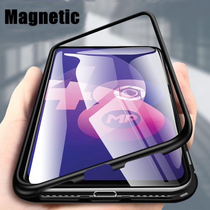 เคส Samsung Galaxy A50 / A50s / A30s #เคสขอบโลหะประกบแม่เหล็กด้านหลังกระจก Magnetic Clear Glass Hard Back Cover Metal Frame Protection Case