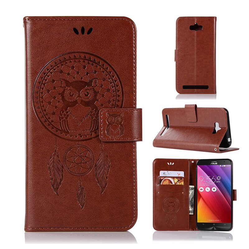 เคส Asus Zenfone Max ZC550KL #เคสฝาพับแบบกระเป๋าสตางค์ฝาพับหนัง PU ลายนกฮูก Imprint Owl Dream Catcher PU Leather