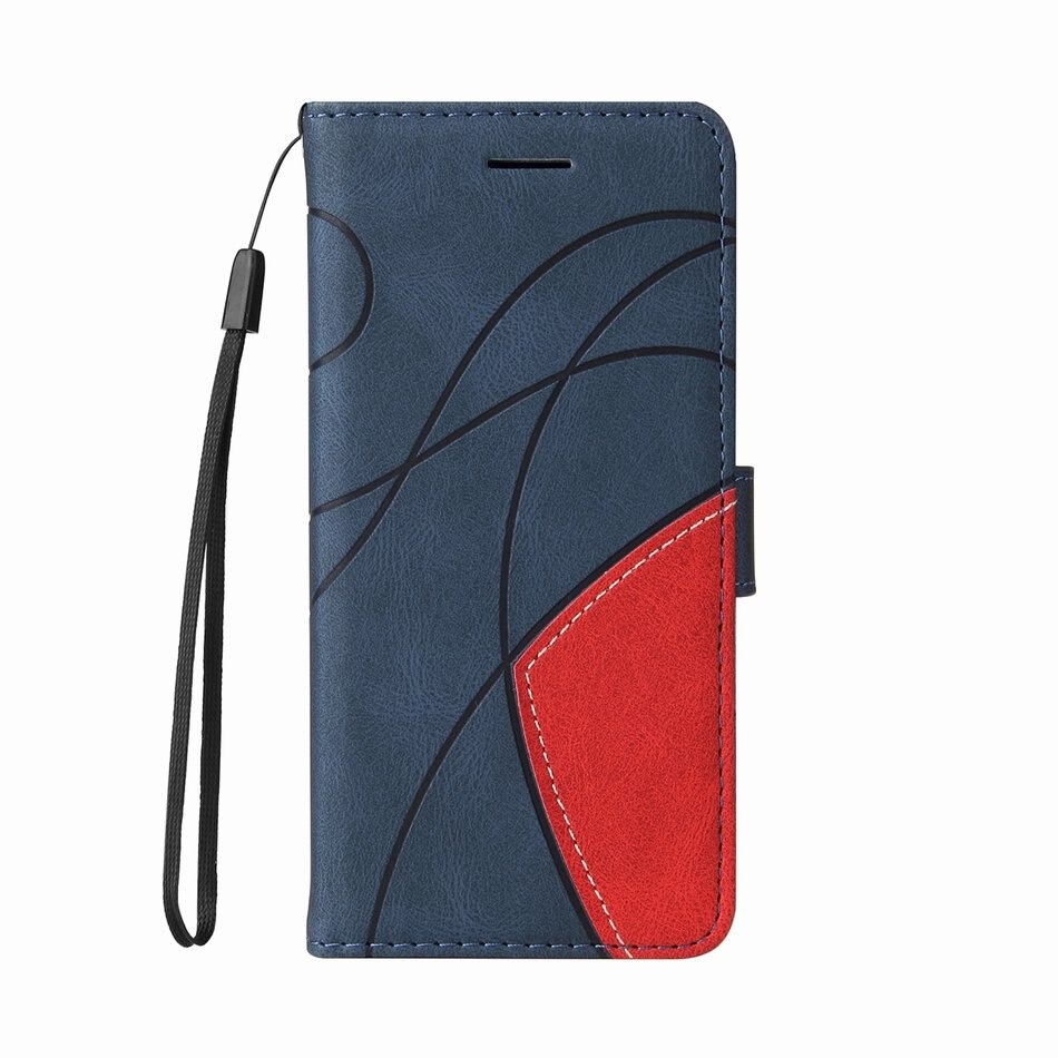 เคส OPPO A12#เคสฝาพับหนัง PU มีช่องเสียบบัตร Two-color Splicing Skin-touch Feeling Protector PU Leather