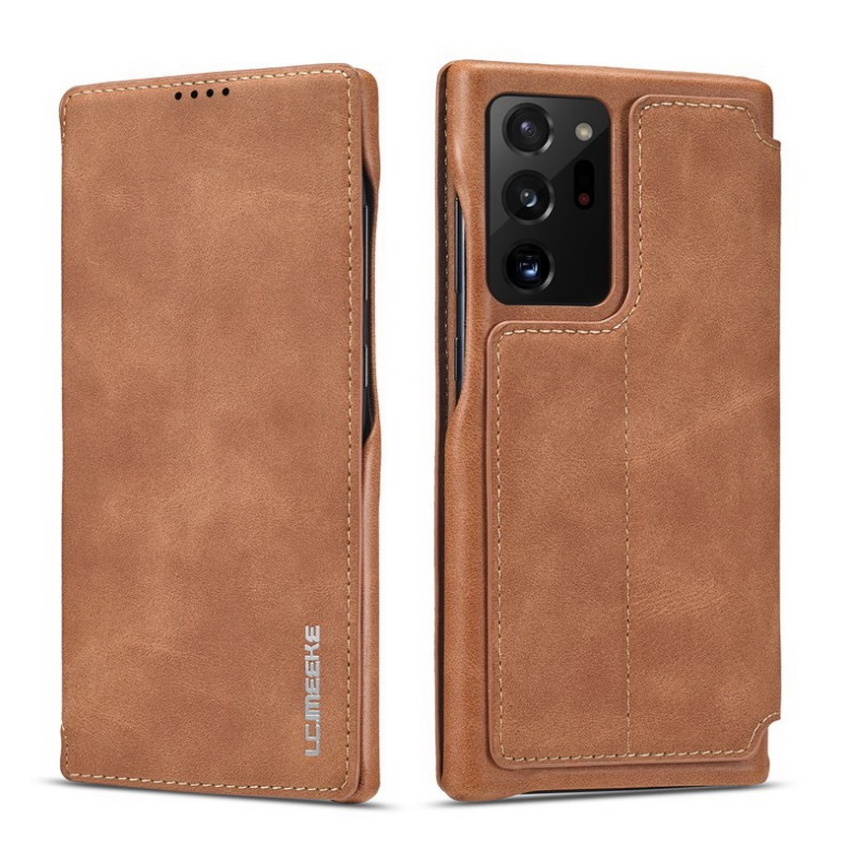 Case Samsung Galaxy Note 20 Ultra / Note 20 Ultra 5G #เคสฝาพับหนัง PU มีช่องใส่บัตร LC.IMEEKE Retro Style Leather Card Holder