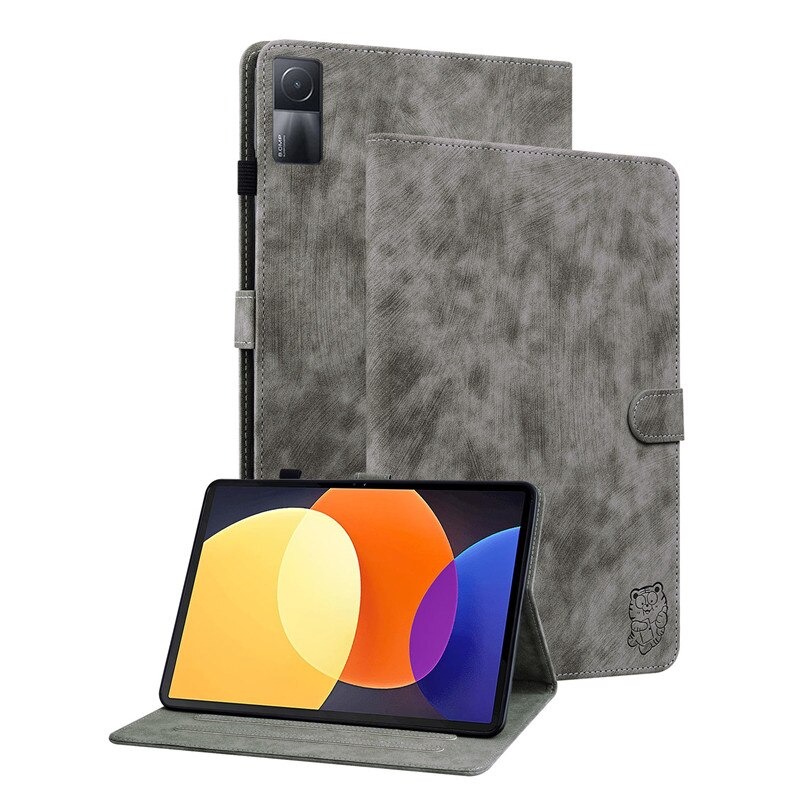 เคส Redmi Pad 10.61" 2022 #เคสฝาพับหนัง PU Leather Tiger Pattern Imprinted Drop-proof Protective Cover