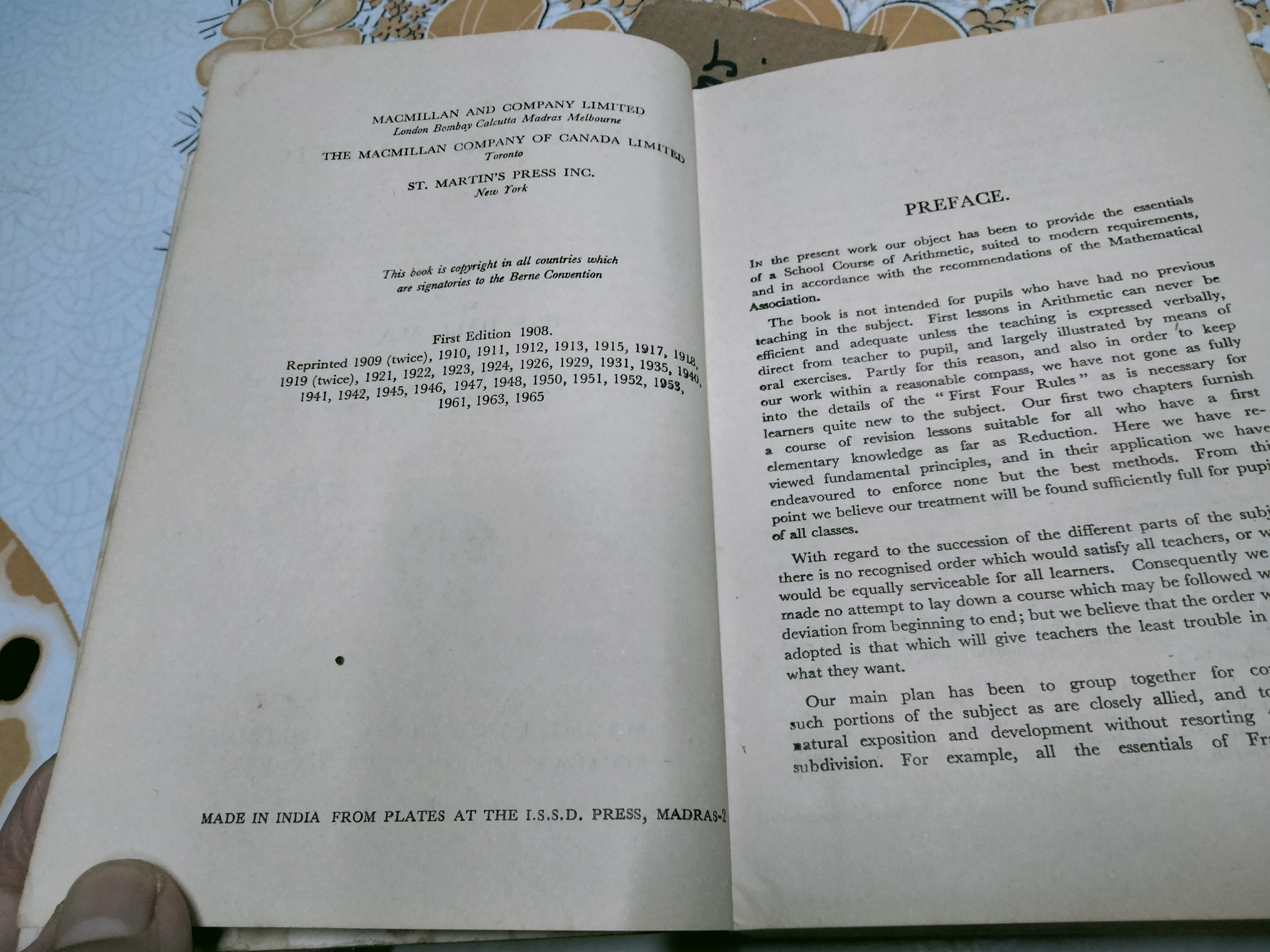 A SCHOOL ARITHMETIC FOR INDIA BY HALL AND STEVENS (with answers) ปกแข็ง **สินค้าหมด**