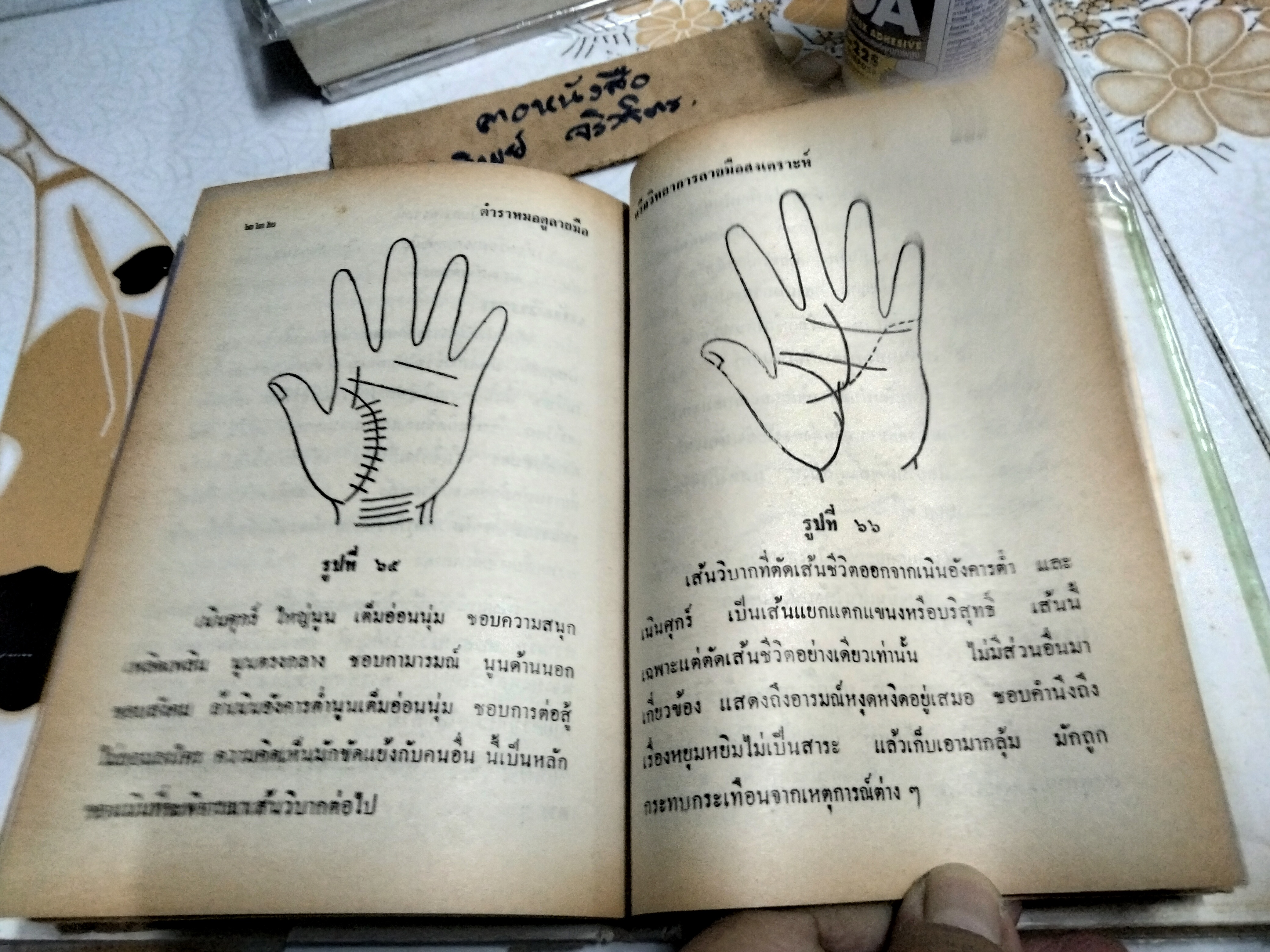 ตำราหมอดูลายมือ หรือ วิทยาการลายมือสงเคราะห์ ผลงานของ พ.ต.หลวงเสนานิติการ (ยง บุนนาค) พิมพ์ พ.ศ.2529