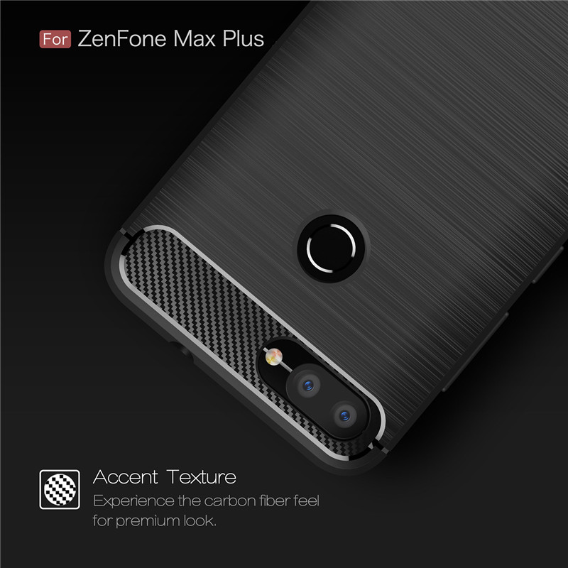 Case Asus ZenFone Max Plus (M1) ZB570TL #เคสฝาหลัง TPU นิ่มคาร์บอนไฟเบอร์ผิวแบบขัดแปรง
