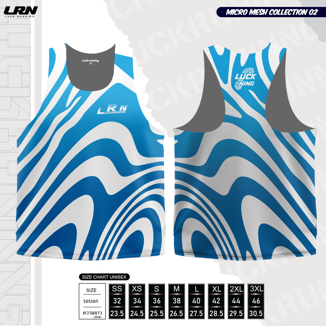 เสื้อวิ่งพิมพ์ลายกล้าม LRN Collection 02 เนื้อผ้า Micro Mesh สำหรับวิ่งมาราธอน (MM12-01)