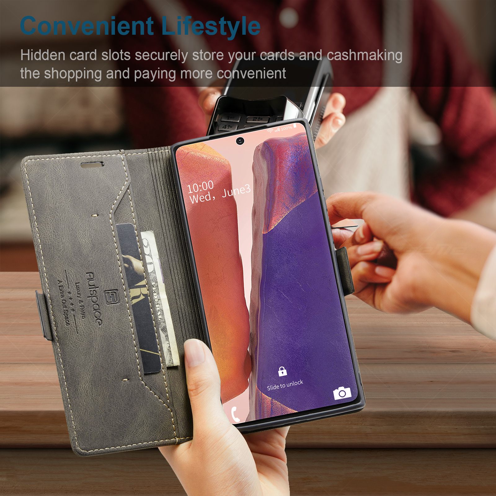 เคส Samsung Galaxy Note 20 / Note 20 5G #เคสฝาพับหนัง PU แบบกระเป๋าสตางค์ AUTSPACE Series RFID Blocking Retro Matte Leather Wallet