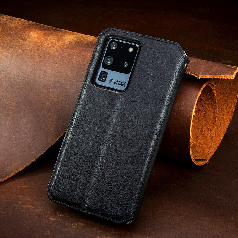 เคส Samsung Galaxy S20 Ultra / S20 Ultra 5G #เคสฝาพับแบบกระเป๋าสตางค์ Magnetic Flip Wallet Bracket Leather Lattice TPU Phone Case