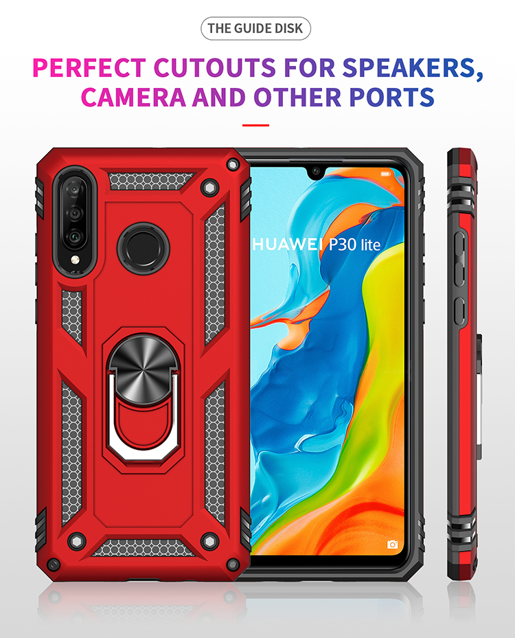 เคส Huawei P30 Lite #เคสฝาหลัง Hybrid TPU+PC มีแหวนสวมนิ้ว