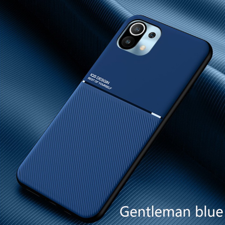 เคส Xiaomi Mi 11 #เคสแบบฝาหลัง TPU เคลือบหนัง PU สไตล์ธุรกิจที่เรียบง่ายมีแผ่นเหล็กในตัว Minimalist Business Style Leather Coated TPU Built-in metal magnetic plate