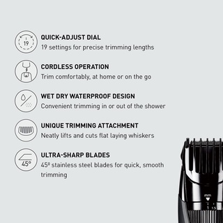 (Pre Order) Panasonic® Precision Trimming Rechargeable Beard/Hair Trimmer ER-GB42-K เครื่องโกนหนวดไฟฟ้า ไร้สาย แบบชาร์จไฟได้