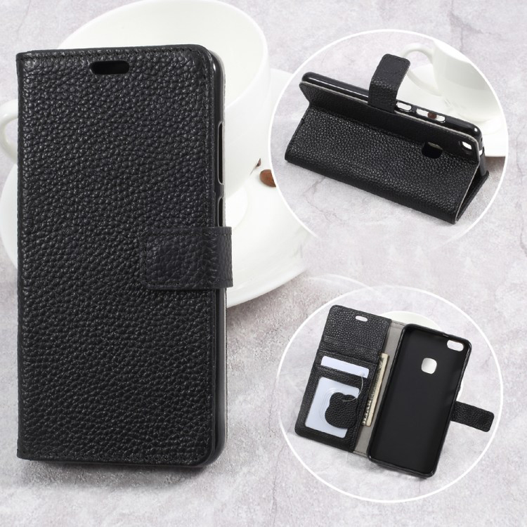 Case Huawei P10 Lite เคสฝาพับหนังแท้ สไตล์กระเป๋าสตางค์ผิวลิ้นจี่