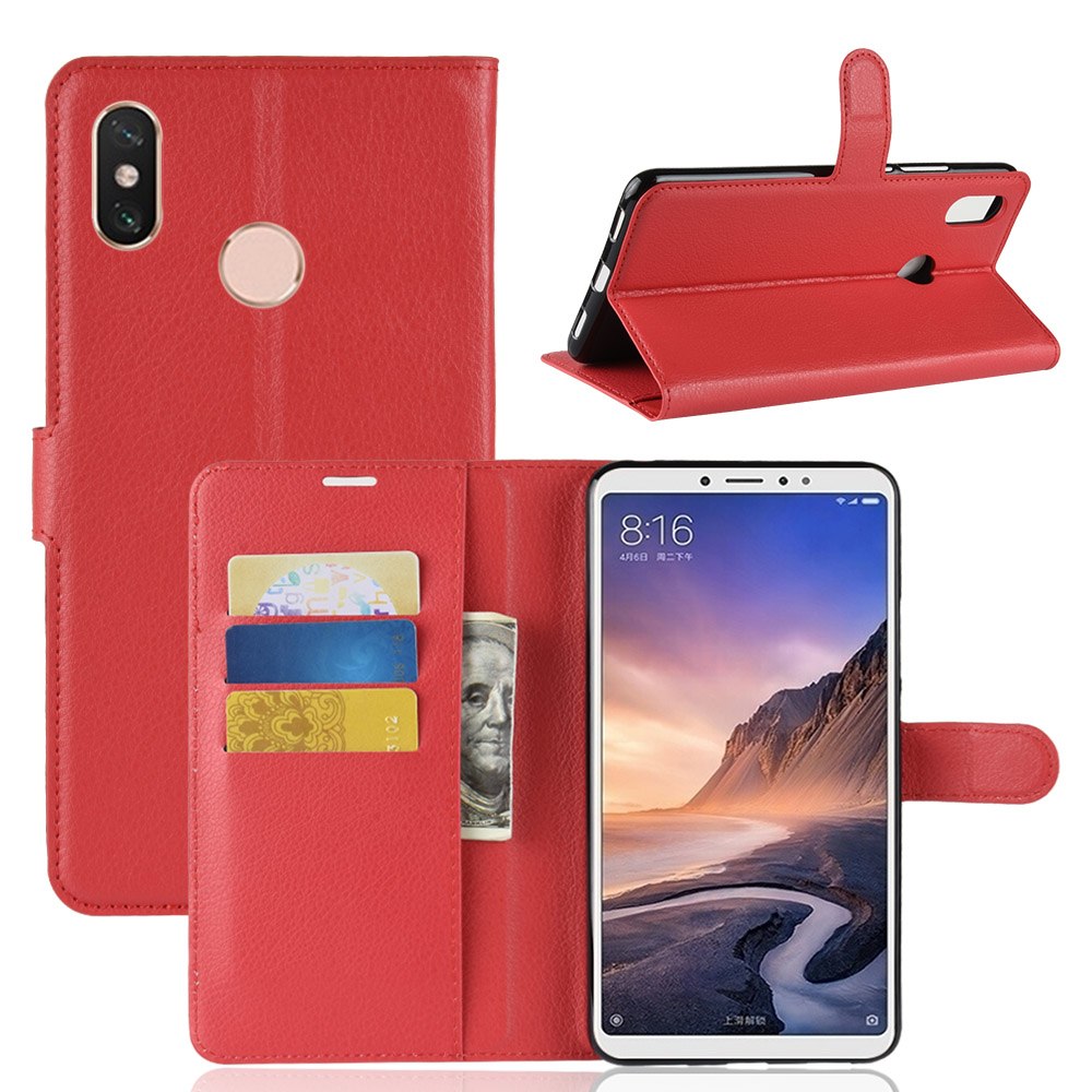 Case Xiaomi Mi Max 3 #เคสฝาพับสไตล์กระเป๋าสตางค์หนัง PU ผิวลิ้นจี่ Litchi Skin Wallet Leather