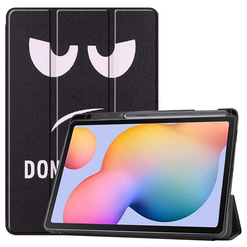 เคส Samsung Galaxy Tab S6 Lite 10.4 SM-P610 P615 P617 #เคสฝาพับหนัง PU พิมพ์ลายมีช่องเก็บปากกา with Pencil Holder Tri-Fold Stand Cover Leather Smart Case