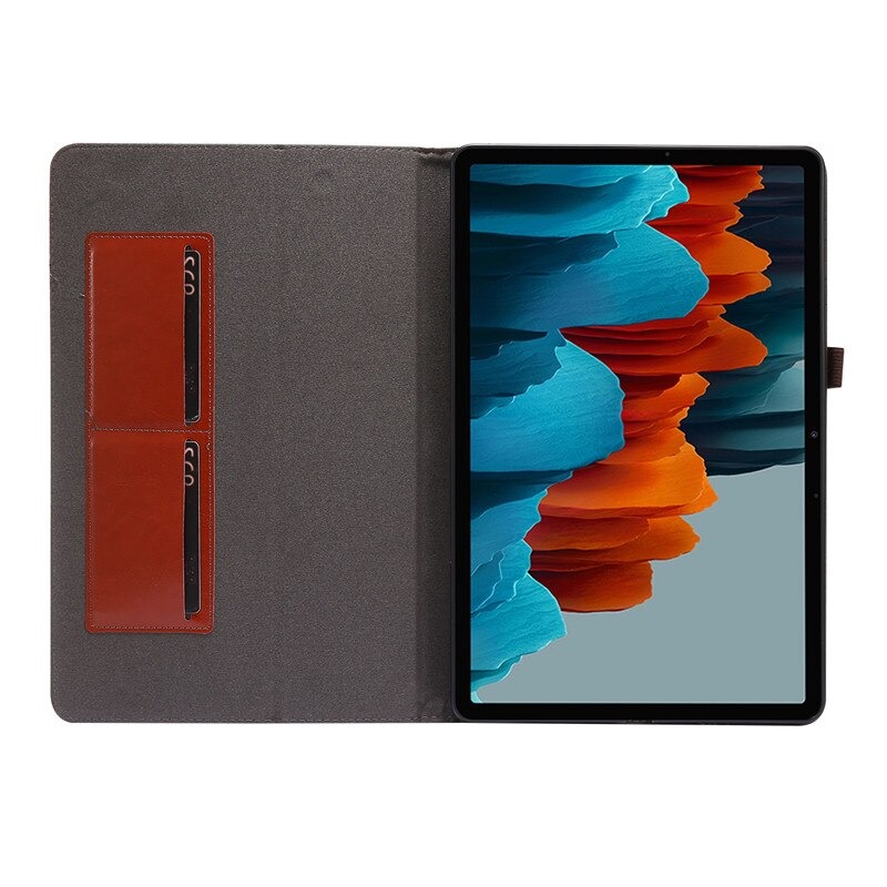 เคส Samsung Galaxy Tab S7 Plus 12.4" SM-T970 SM-T975 SM-T976 #เคสฝาพับหนัง PU มีช่องเก็บบัตร Flip PU Leather soft cover stand holder