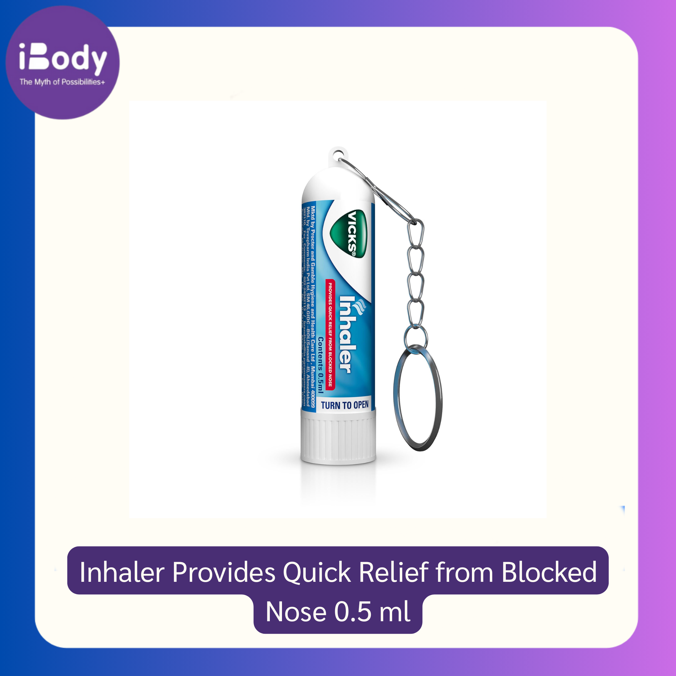 วิคส์ แบบดม กลิ่นหอม หายใจสะดวก Inhaler Provides Quick Relief from Blocked Nose 0.5 ml (Vicks®)
