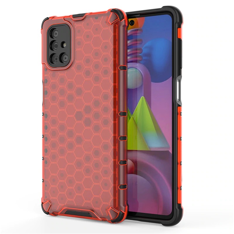 เคส Samsung Galaxy M51 #เคสฝาหลังกันกระแทก Honeycomb Shock Absorber TPU + PC + Silicone Hybrid