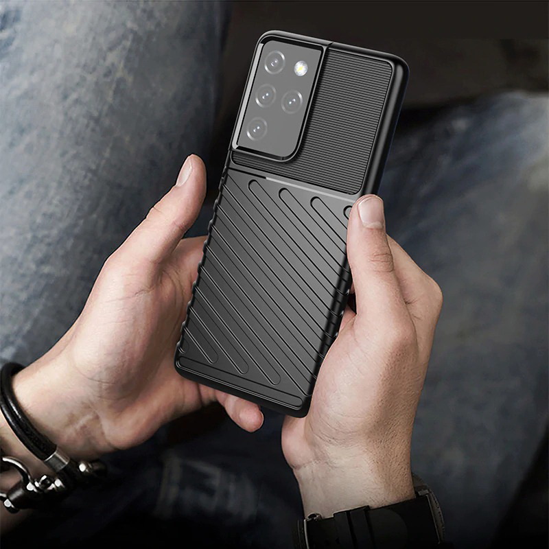 Case Samsung Galaxy S21 Ultra 5G #เคสฝาหลัง TPU อ่อน Thunder Series Twill Texture Soft TPU