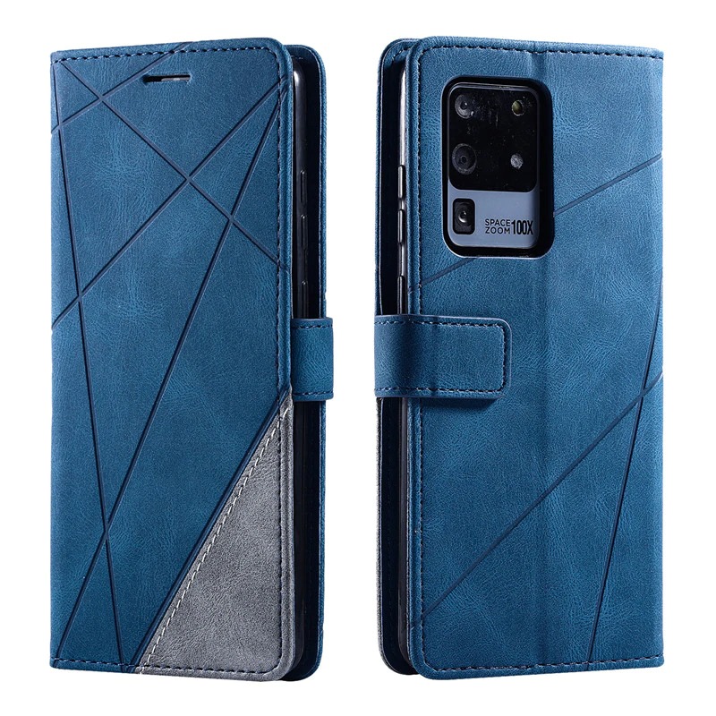เคส Samsung Galaxy S20 Ultra / S20 Ultra 5G #เคสฝาพับหนัง PU มีช่องเสียบบัตรอื่นๆในตัว Geometric Pattern Leather Card Holder Protective